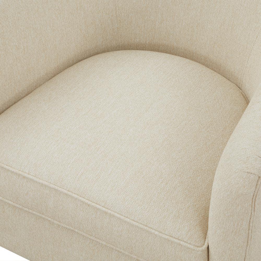 Comfort Pointe Muriel Beige Fabric Wood Base Swivel Accent Chair