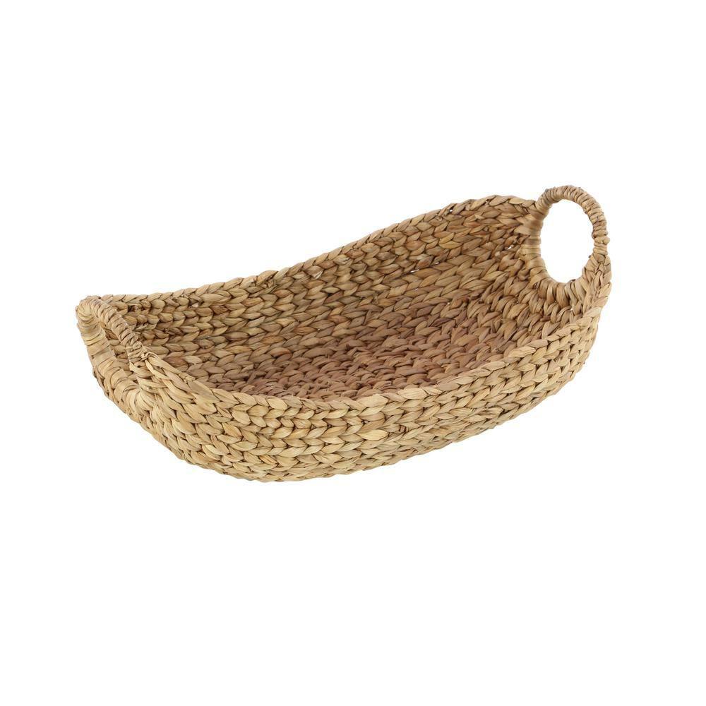 DecMode 23", 21", 19", 16", Brown Seagrass Handmade Storage Basket with Metal Handles, 5-Pieces