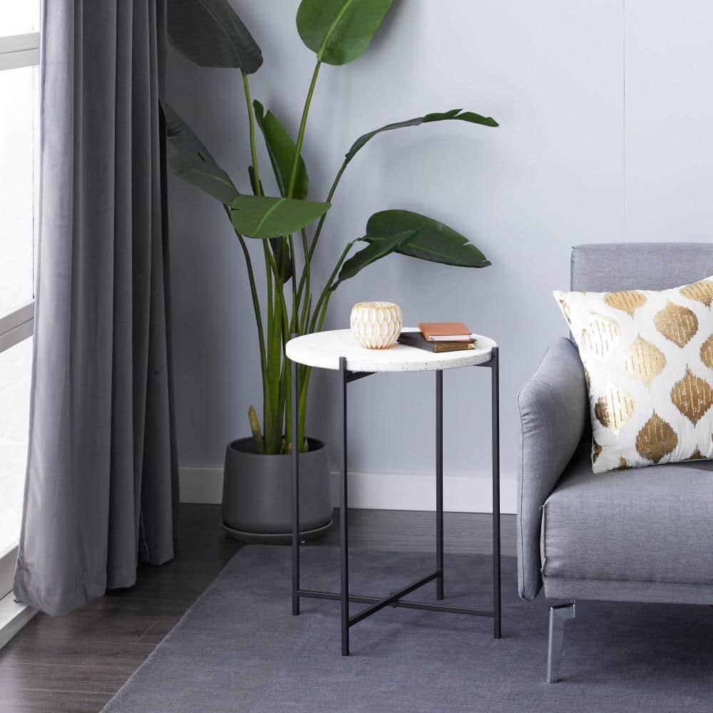 Contemporary Terrazzo Accent Table White - Olivia & May