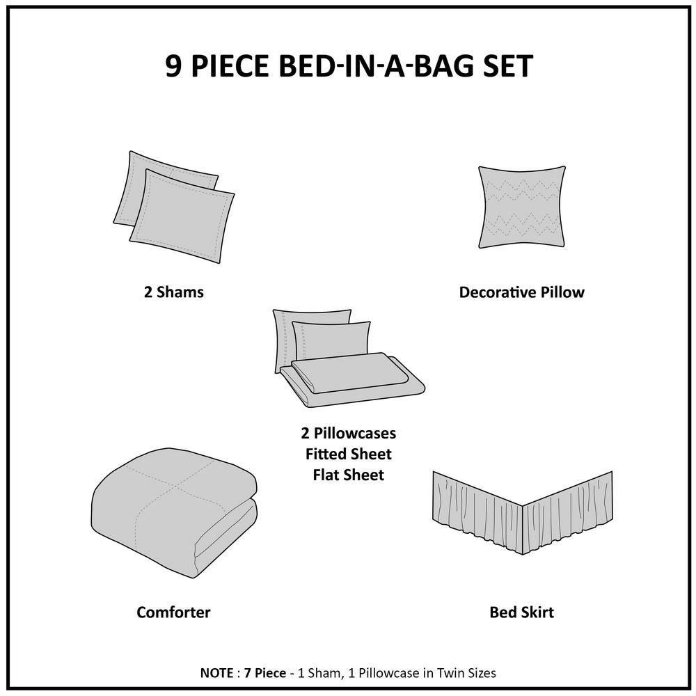 Madison Park Essentials Saben Striped Comforter Set with Cotton Bed Sheets