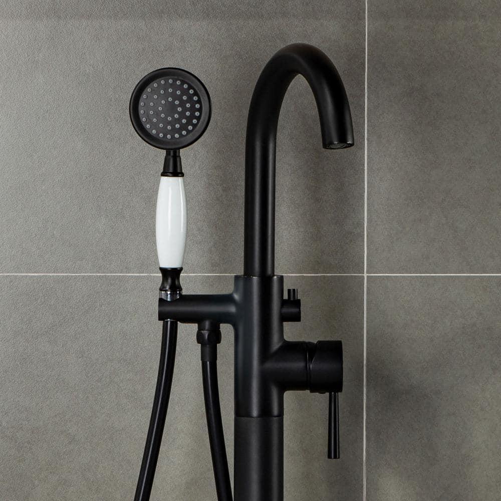 WoodBridge Single Handle Floor Mounted Freestanding Tub Faucet F0025MBSQ