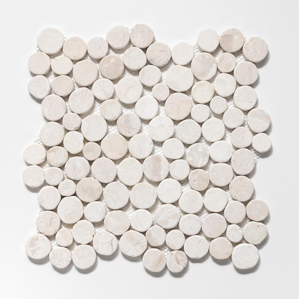 Cruz Bay Studio 11.5" x 11.5" Random Sized Natural Stone Penny Round Mosaic Wall & Floor Tile