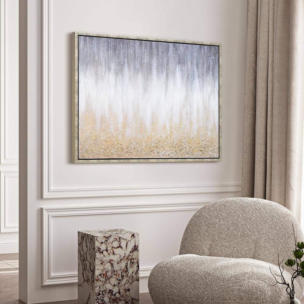 Empire Art Direct Golden Cascade Textured Glitter Hand Painted Framed Canvas Wall Art