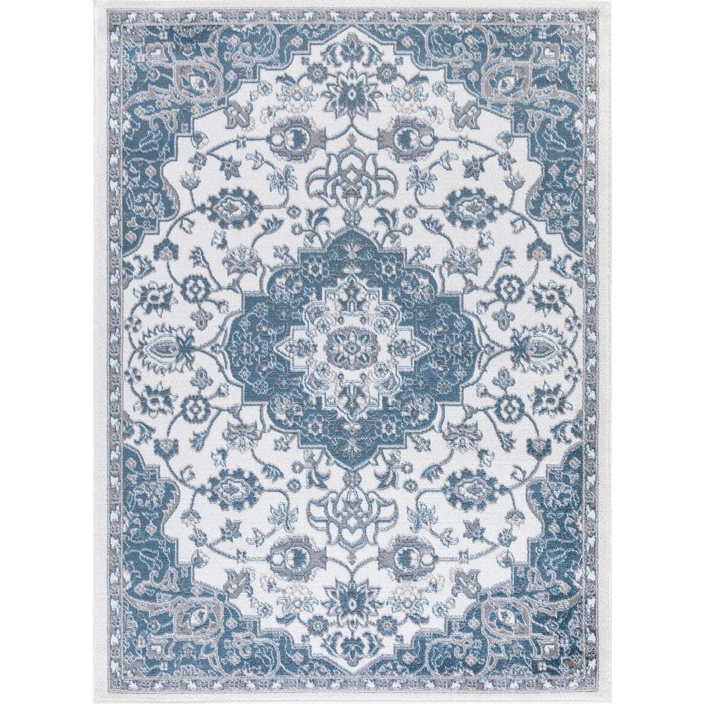 Madison Collection Royal Medallion Ivory 7 ft. 10 in. x 9 ft. 10 in. Area Rug