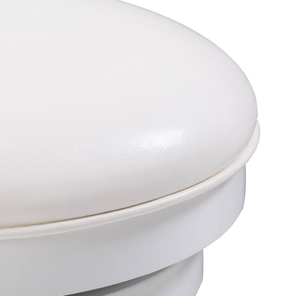 CorLiving Winston White Swivel Bar Stools Set of 2 with Faux Leather Seat and Vertical Slatted High Back- Bar Height Bar Stools with Back - Wood Barstools for Kitchen Island, or Bar Surfaces