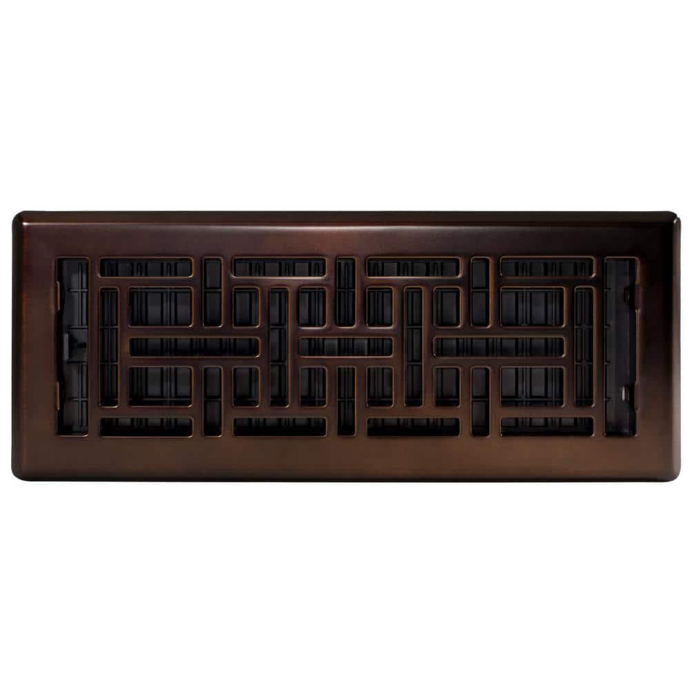 Decor Grates AJH412-RB Oriental Floor Register, 4x12 Inches, Rubbed Bronze Finish