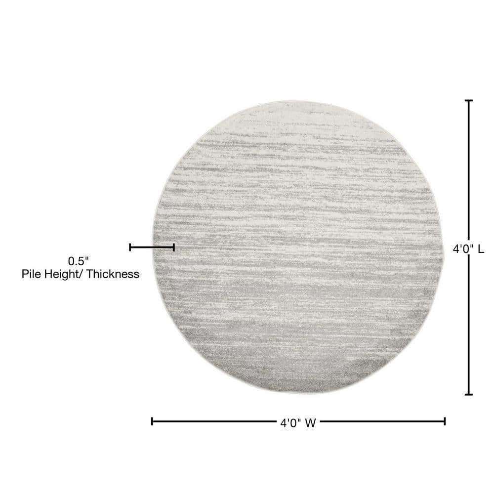 Adirondack ADR113 Machine Made Indoor Area Rug - Ivory/Silver - 4' Round - Safavieh