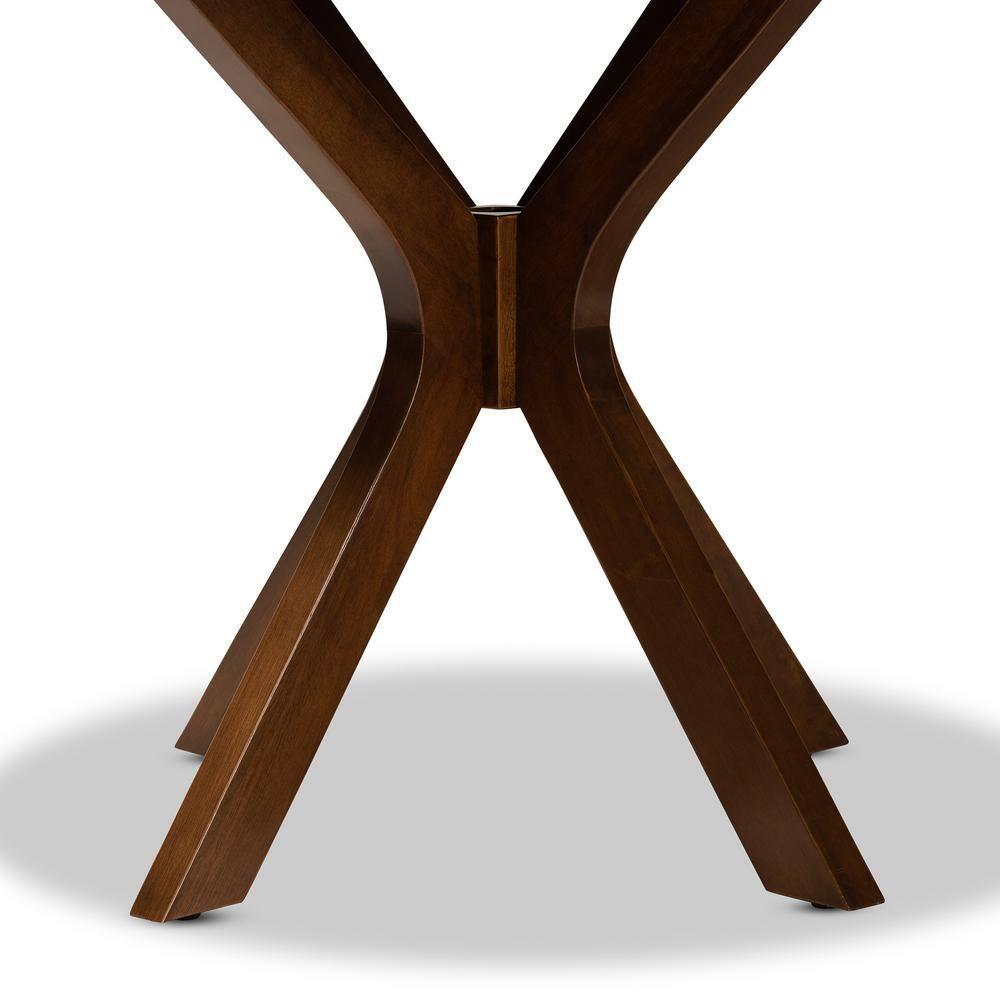35" Kenji Wide Round Wood Dining Table Walnut - Baxton Studio: Contemporary 4-Point Base, MDF Composite Frame, Seats Four