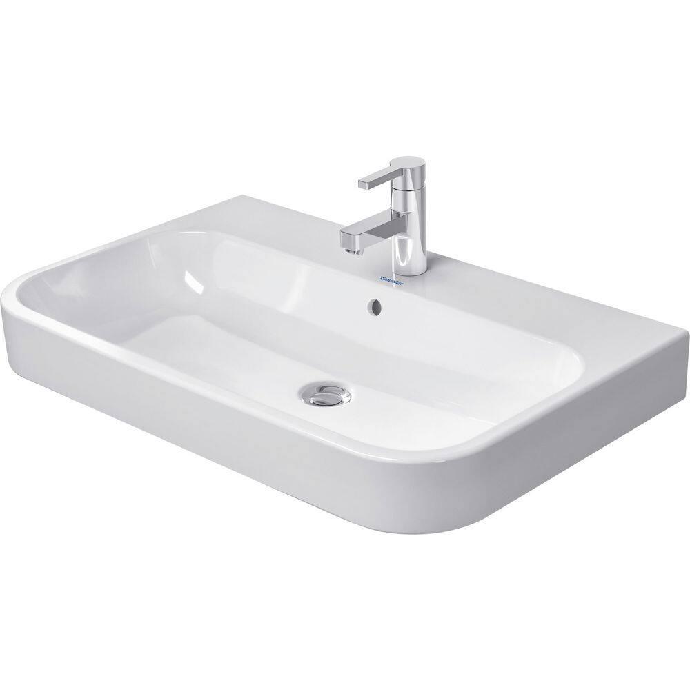 Happy D.2 Ceramic 32" Wall Mount Bathroom Sink with Overflow