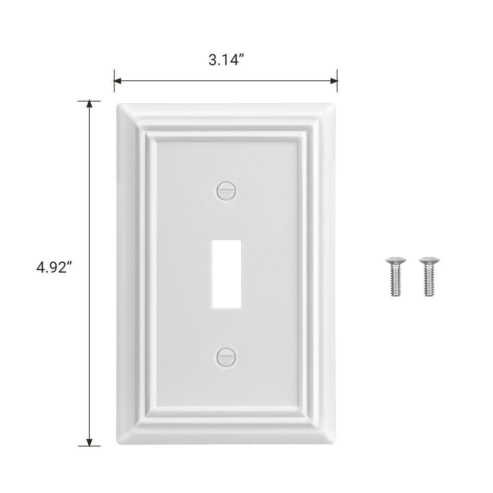 Modern Decorative Wall Plate Switch Plate Outlet Cover, Vintage Retro Wood Grain Design(Single Toggle-4 Pack, White)