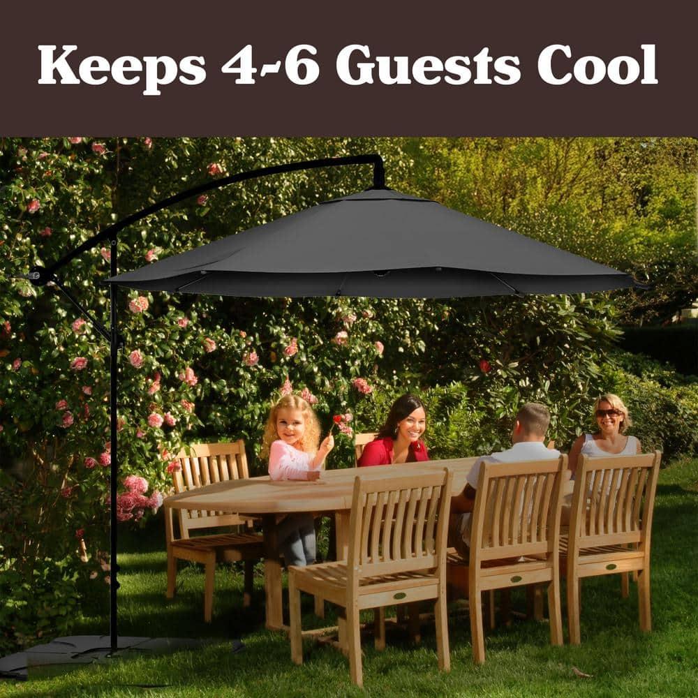 Pure Garden 10' Octagon Outdoor Patio Cantilever Umbrella Gray: Weather-Resistant with Crank Lift, 8 Ribs