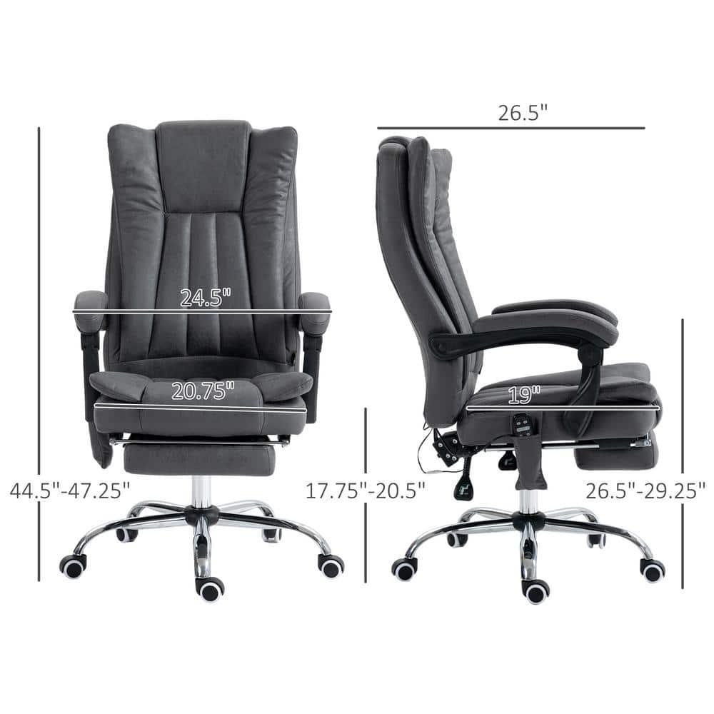 Vinsetto Microfiber Office Chair, High Back Computer Chair with 6 Point Massage, Heat, Adjustable Height and Retractable Footrest, Dark Blue