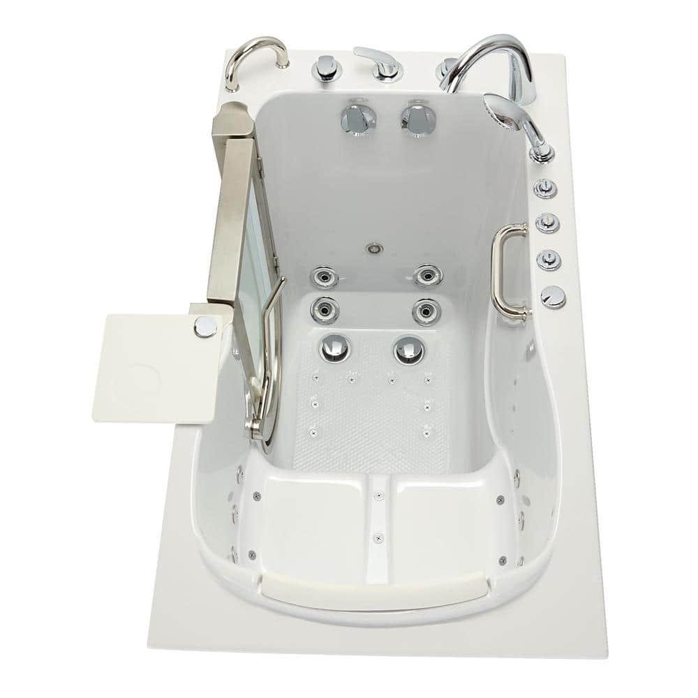 Royal 32"x52" Acrylic Air and Hydro Massage Walk-In Bathtub, FastFill Faucet, Carrara Wall Surround