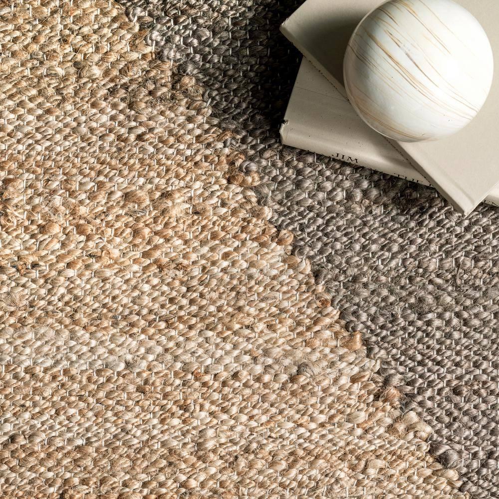 Handcrafted Gray Cotton-Jute Blend Rectangular Rug, 64in