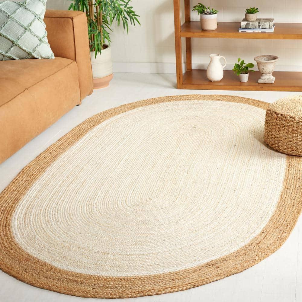 Natural Fiber NF801 Hand Woven Area Rug - Ivory/Natural - 4'x6' Oval - Safavieh.