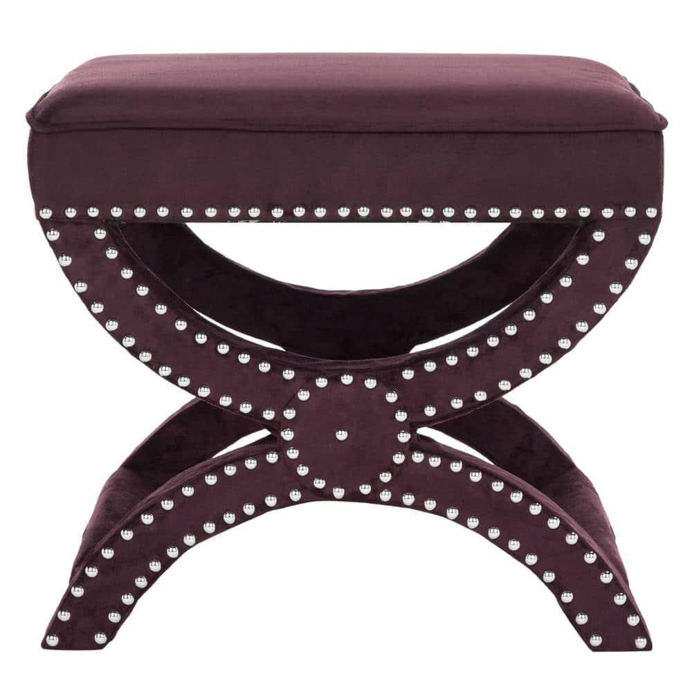 Mystic Ottoman with Silver Nail Heads - Plum - Safavieh