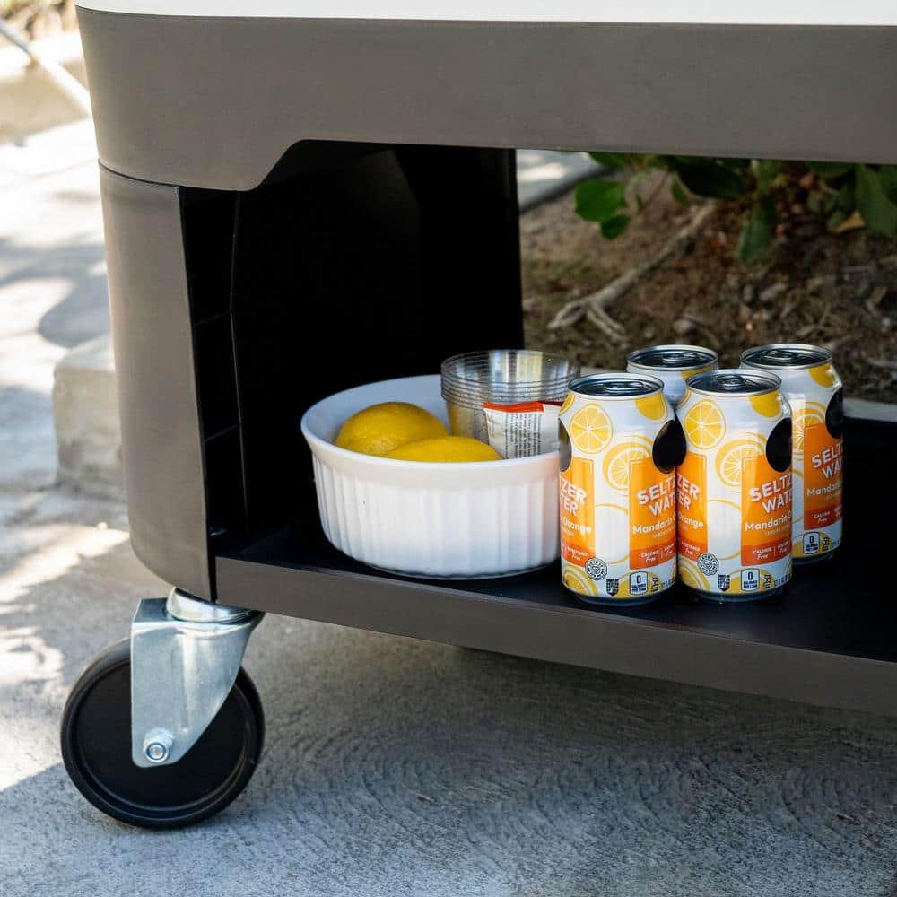 Permasteel 120-Qt Large Outdoor Cooler Cart on Wheels, Rolling Patio Cooler with Dividers for Separate Compartments