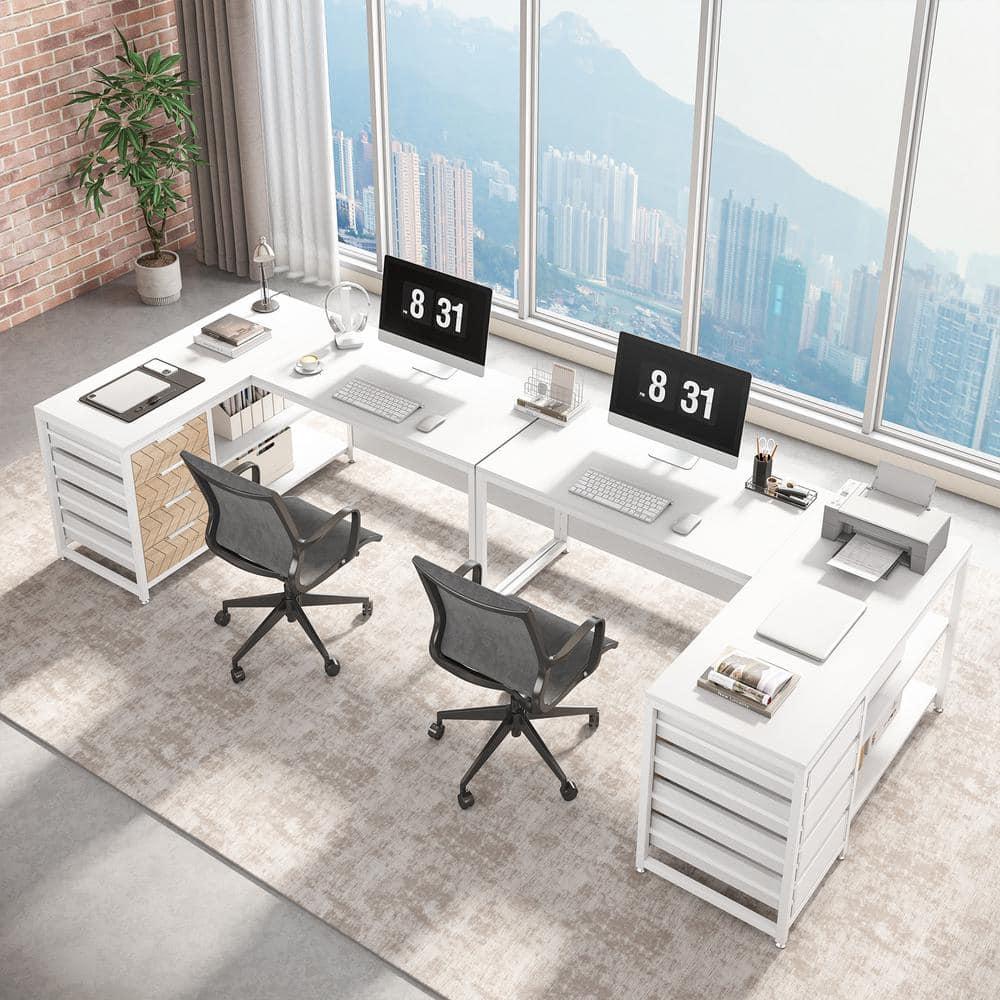 Tribesigns 59" L-Shaped Computer Desk, Reversible Corner Office Desk for Home Office, White