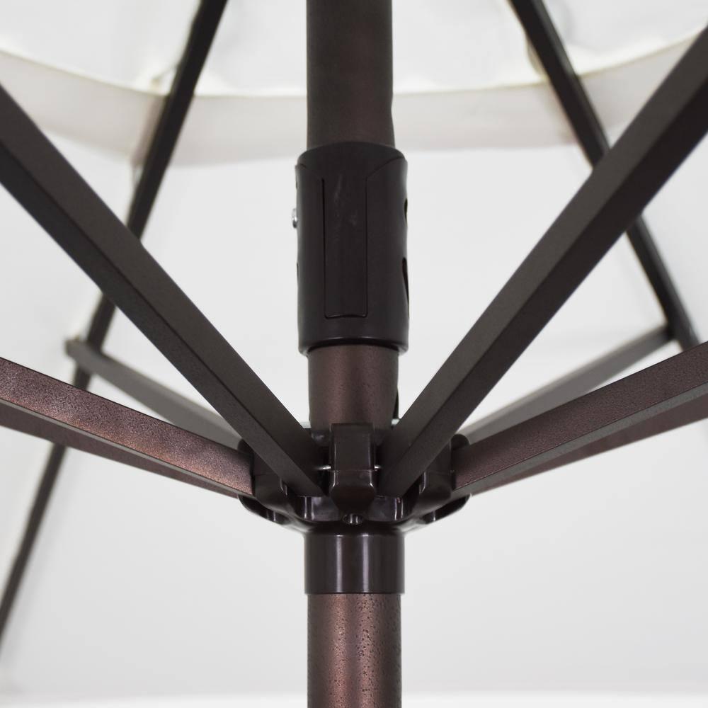 California Umbrella 7.5' Round Sunbrella Aluminum Outdoor Deck, Pool or Patio Umbrella, Crank Lift, Auto Tilt, Bronze Pole, Heather Beige