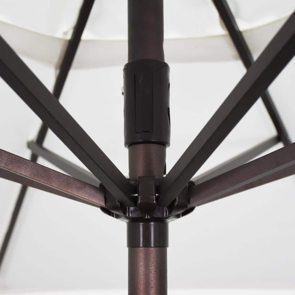 7.5 ft. Bronze Aluminum Market Auto-Tilt Crank Lift Patio Umbrella in Capri Pacifica