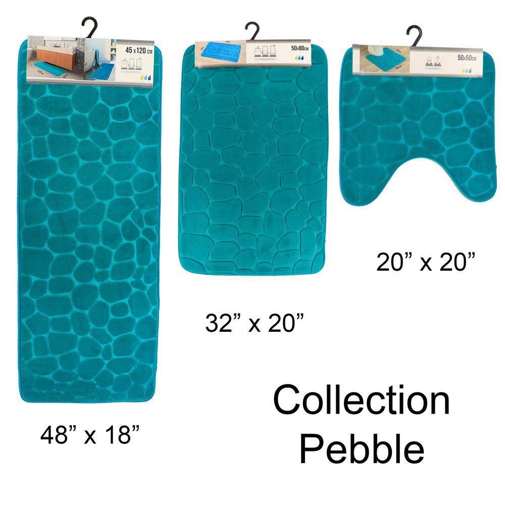 Contour Bath Rug Memory Foam Mat 3D Pebble 20âL x 20âW Peacock Blue
