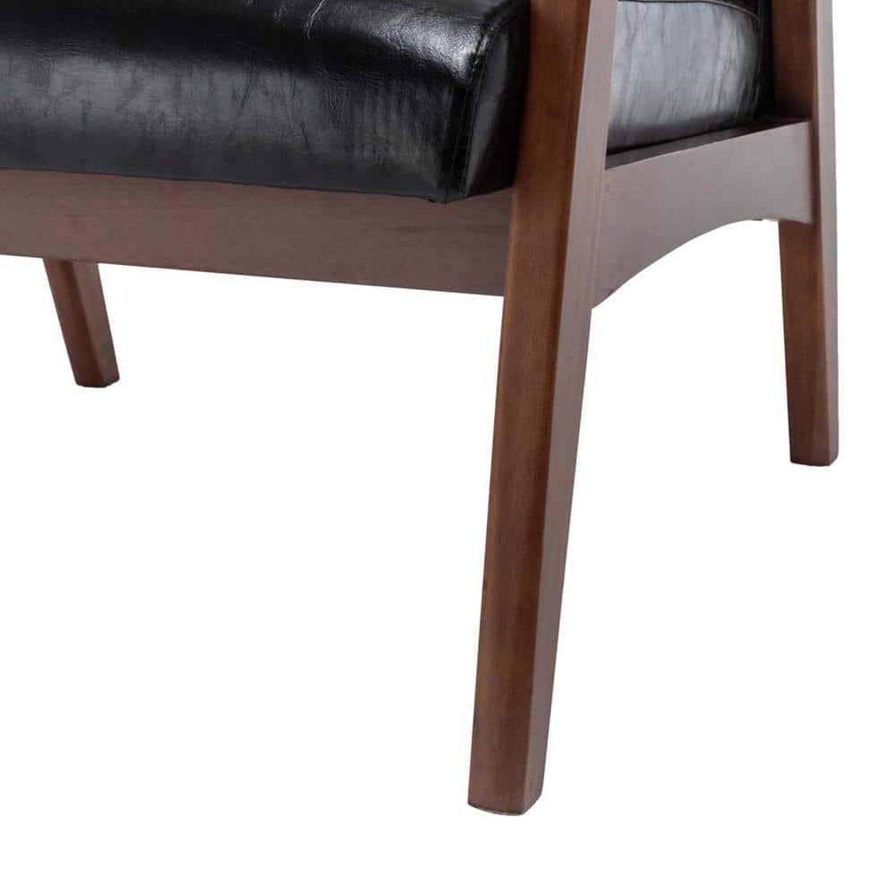 Convenience Concepts Take a Seat Natalie Accent Chair, Black Faux Leather/Espresso