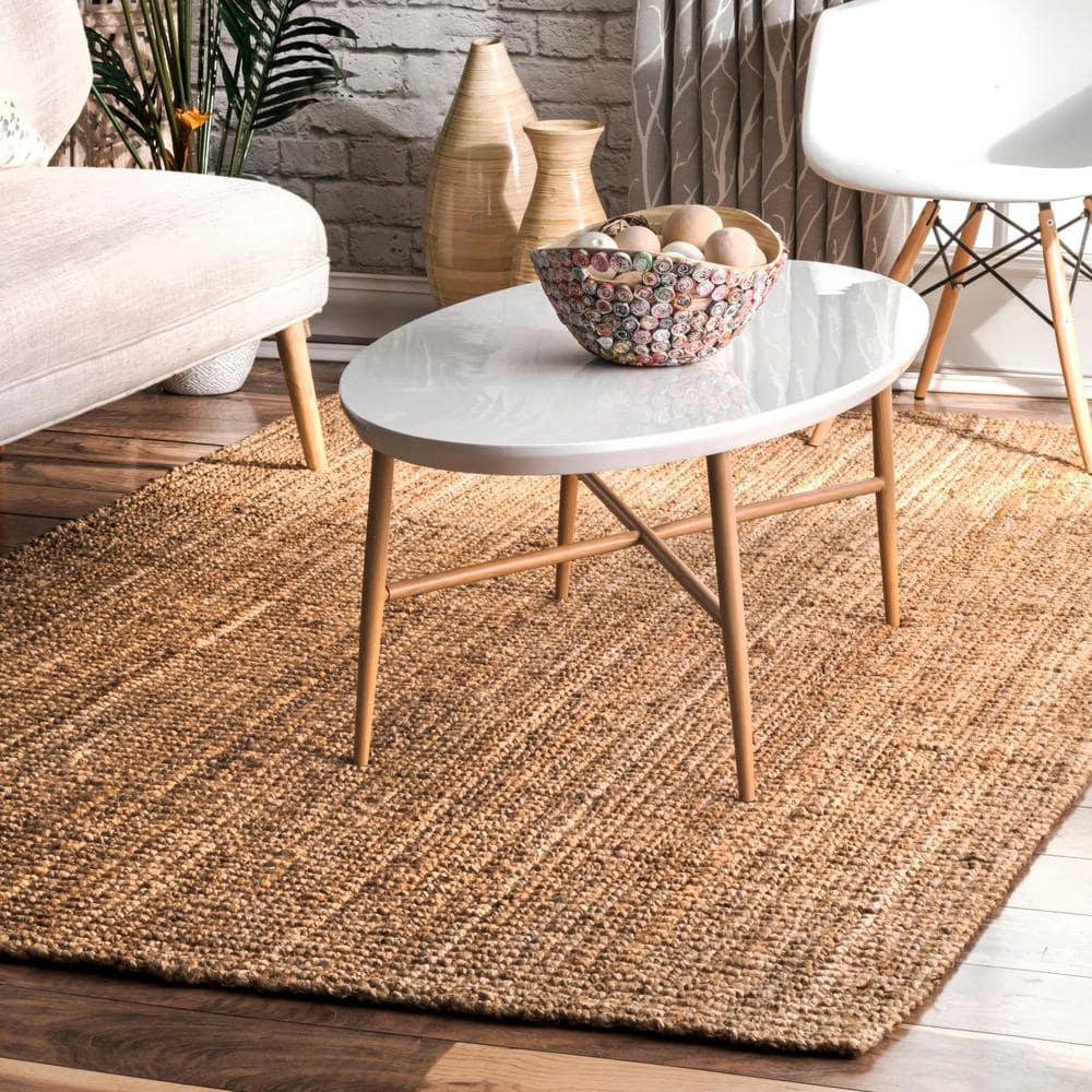 nuLOOM Ashli Solid Farmhouse Jute Area Rug, Runner 2' 6" x 8', Natural