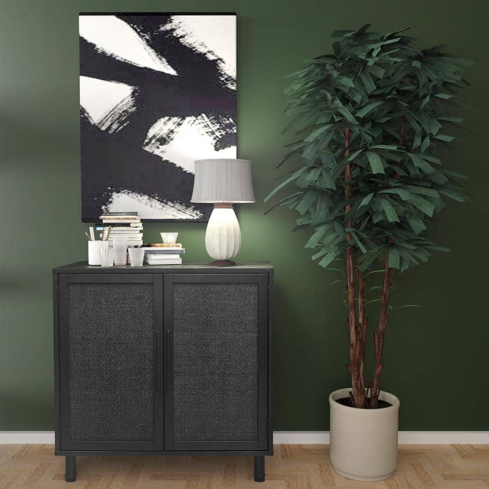 Hopper Studio Hopper Studio Delancey Solid Wood 2-Door Rattan Cabinet, Stylish Accent Piece