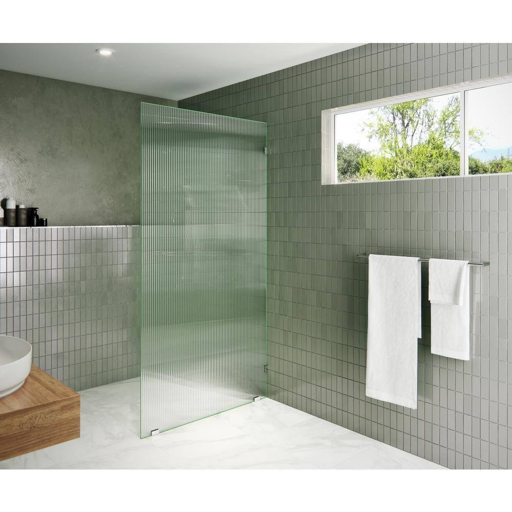 Gaia 40 in. x 78 in. Frameless Fluted Single Fixed Shower Panel