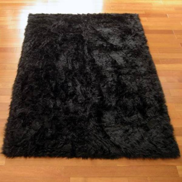 Walk on Me Faux Fur Super Soft Rug With Non-slip Backing 2'x4' Black