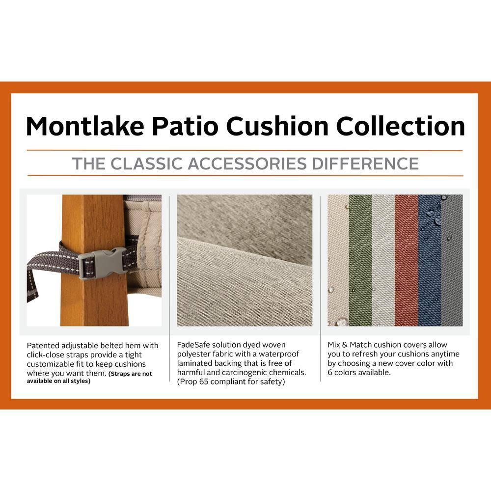Classic Accessories 25"x22" Montlake Water Resistant Patio Lounge Back Cushion: FadeSafe, Zippered