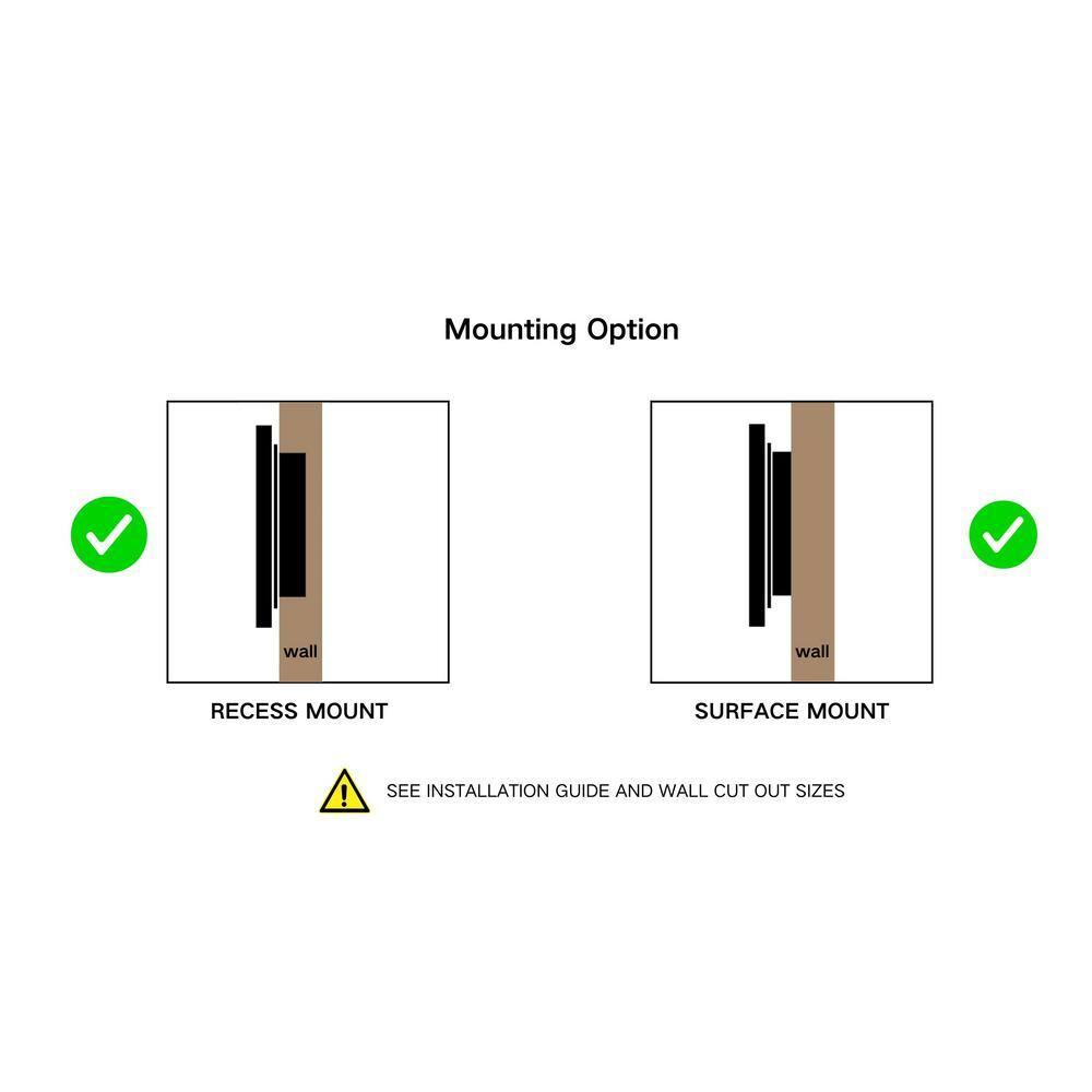 TEHOME Black Surface and Recessed Mount Rectangular Stainless Steel Metal Framed Bathroom Medicine Cabinet with Mirror, 22'' W x 30'' H