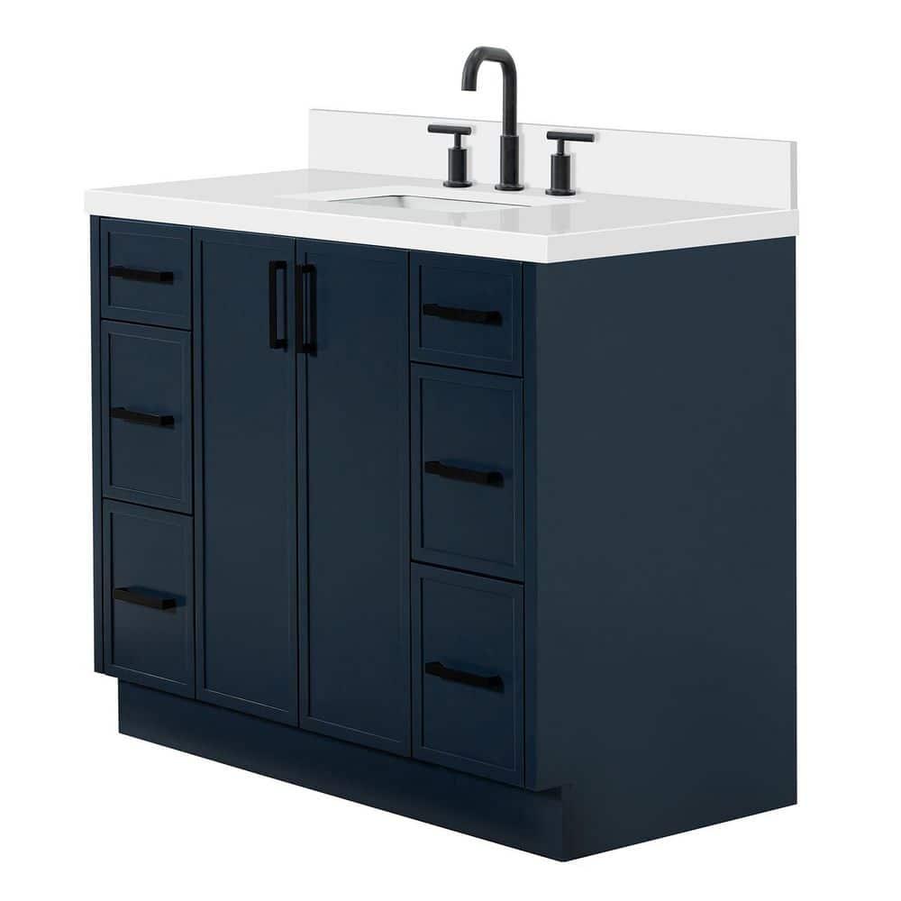 Ariel Kelly 43 Inch Single Rectangular Sink Bathroom Vanity With Quartz Countertop