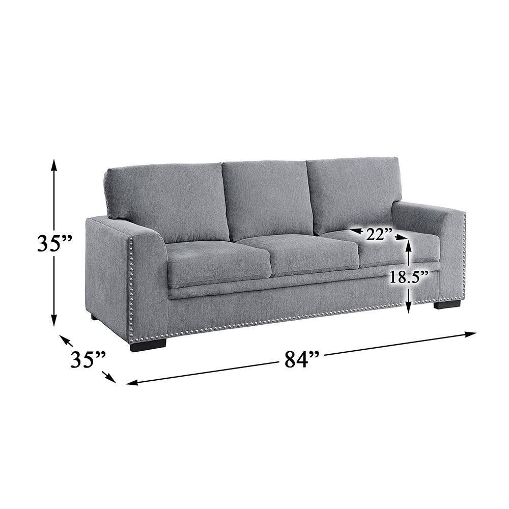 Lexicon Morelia 84" Chenille Fabric Sofa with Nailhead in Dark Gray