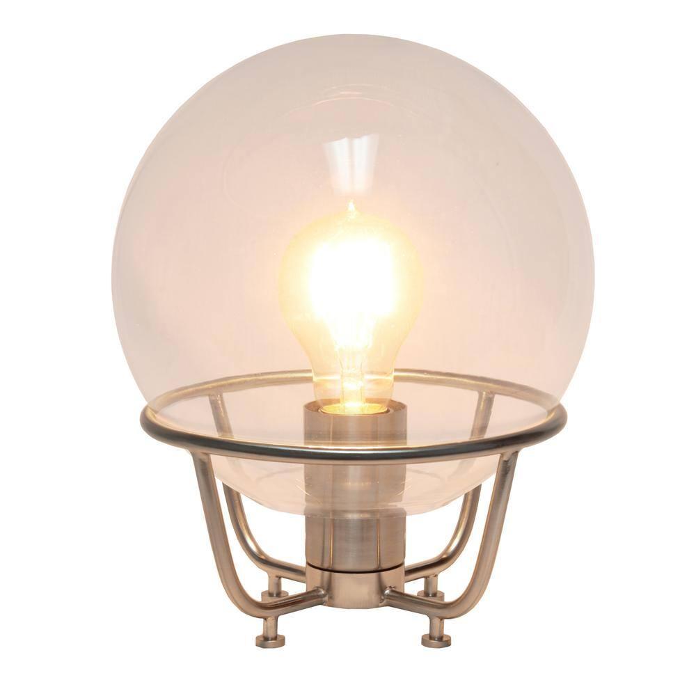 Old World Globe Glass Table Lamp Silver - Lalia Home: Brushed Nickel, No Assembly Required, UL Listed