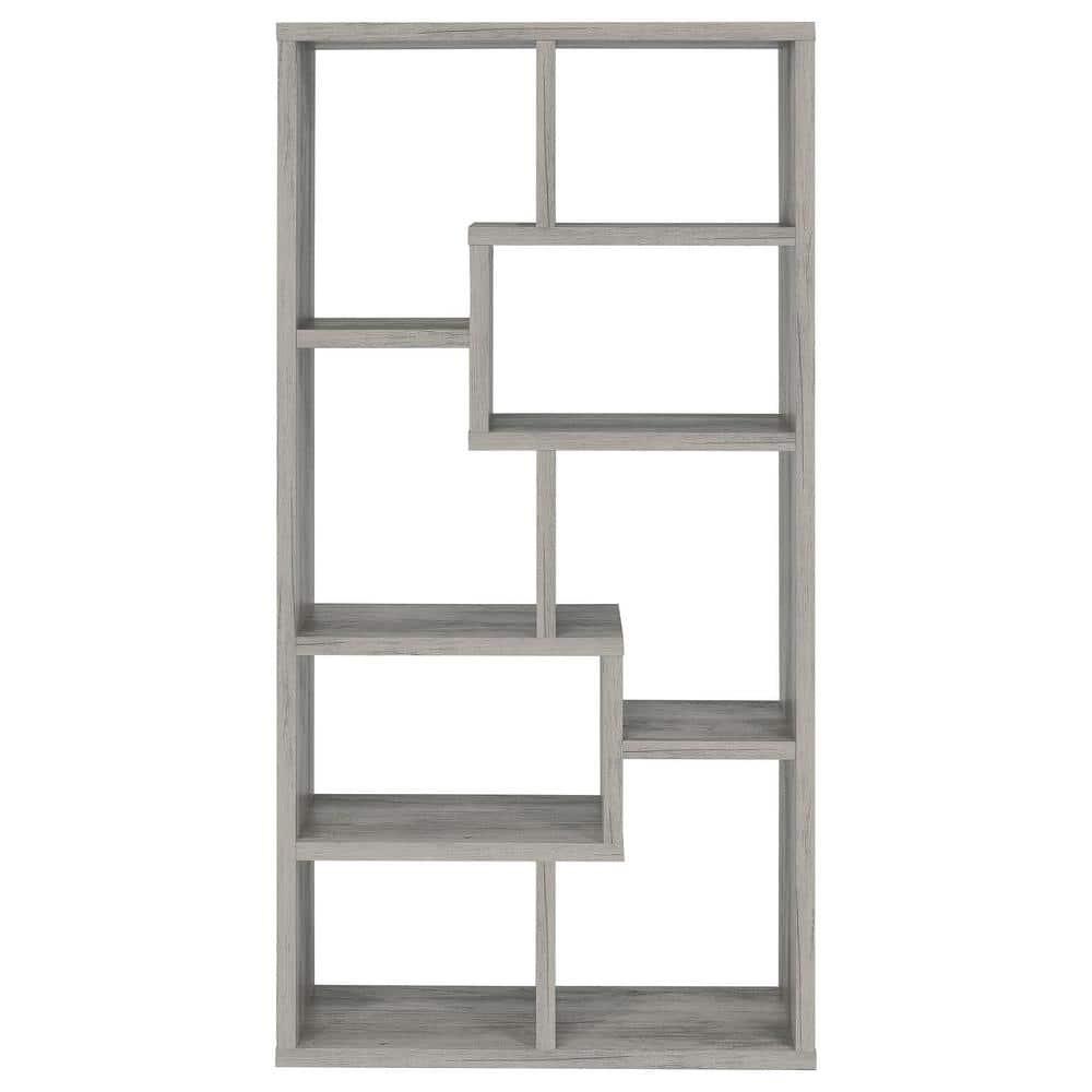 70.75" Theo 8 Shelf Bookcase Gray Driftwood - Coaster