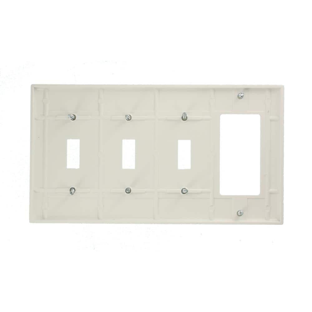 Leviton P326-W Wallplate 4-Gang 3-Toggle 1-Decora Standard Size Plastic - White