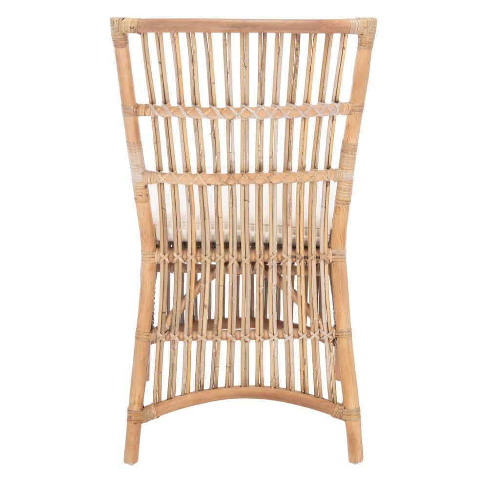 Erika Rattan Accent Chair W/ Cushion - ACH6511 - Set of 2 - White/Natural Unfinished - Safavieh