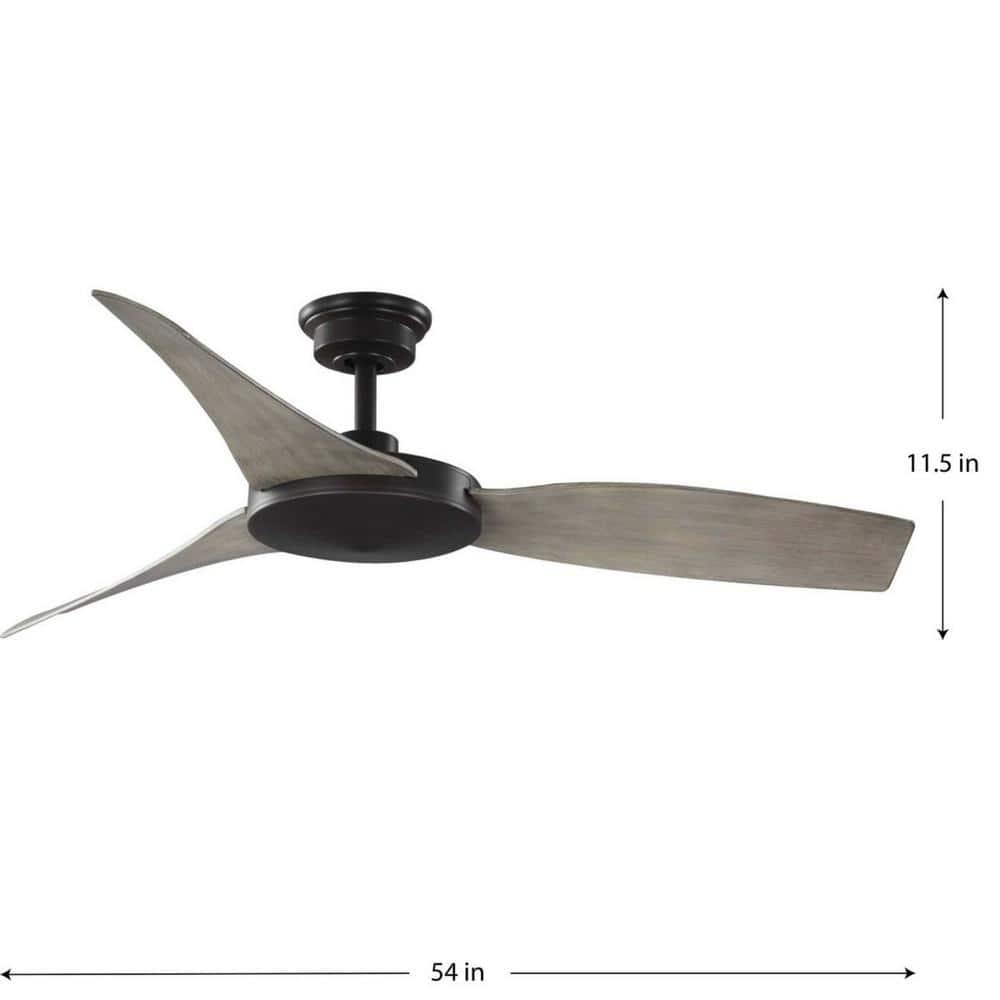 Spicer Collection 54" Three-Blade Antique wood/Antique Bronze Indoor/Outdoor DC Motor Contemporary Ceiling Fan