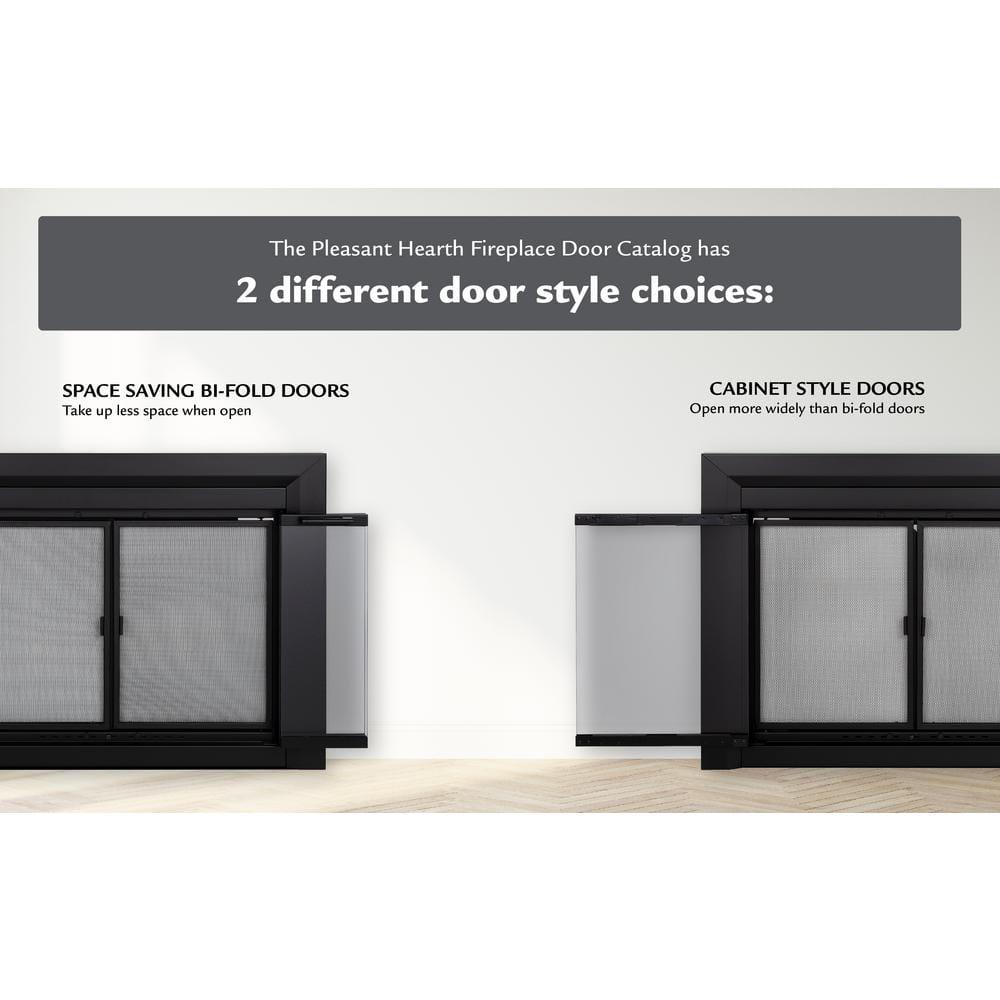 Pleasant Hearth Collin Collection Fireplace Glass Door, Gunmetal - Medium