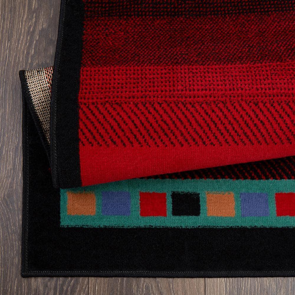 Home Dynamix Premium Sagrada Southwestern Geometric Area Rug, Black/Red, 7'8"x10'7"