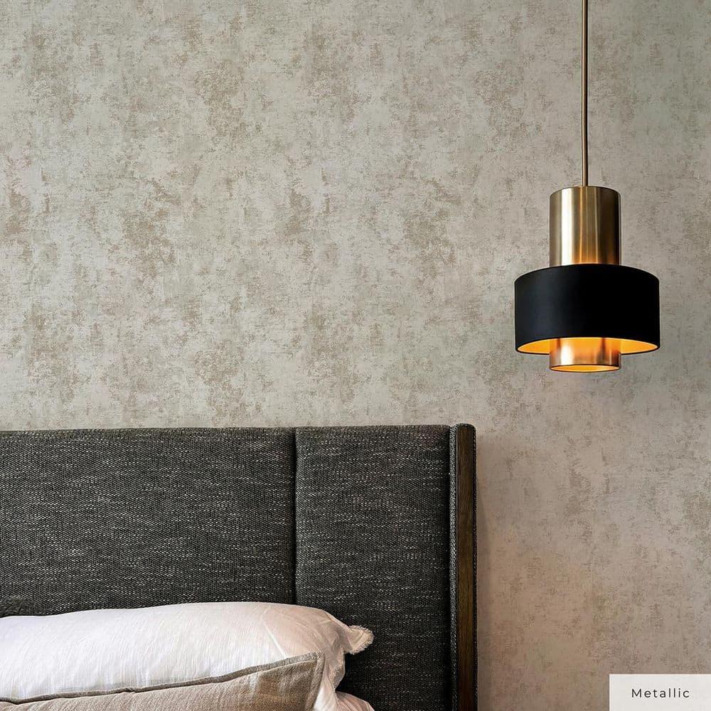 Tempaper & Co. Distressed Gold Removable Peel and Stick Wallpaper, Pearl Leaf, 28 sq ft