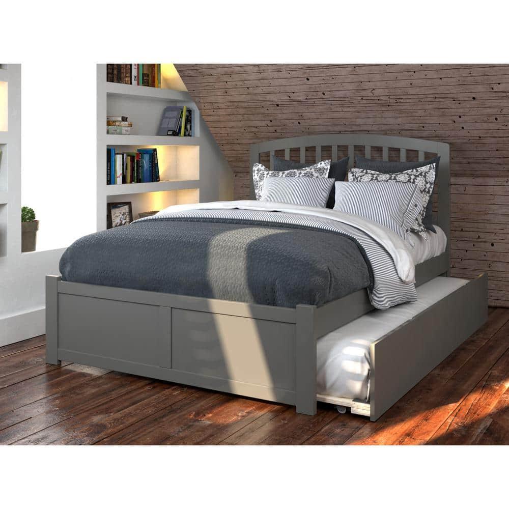 Cama Richmond con Plataforma Completa, Pie de Panel Plano y Cama Nido Urbana de Tamaño Completo en Gris