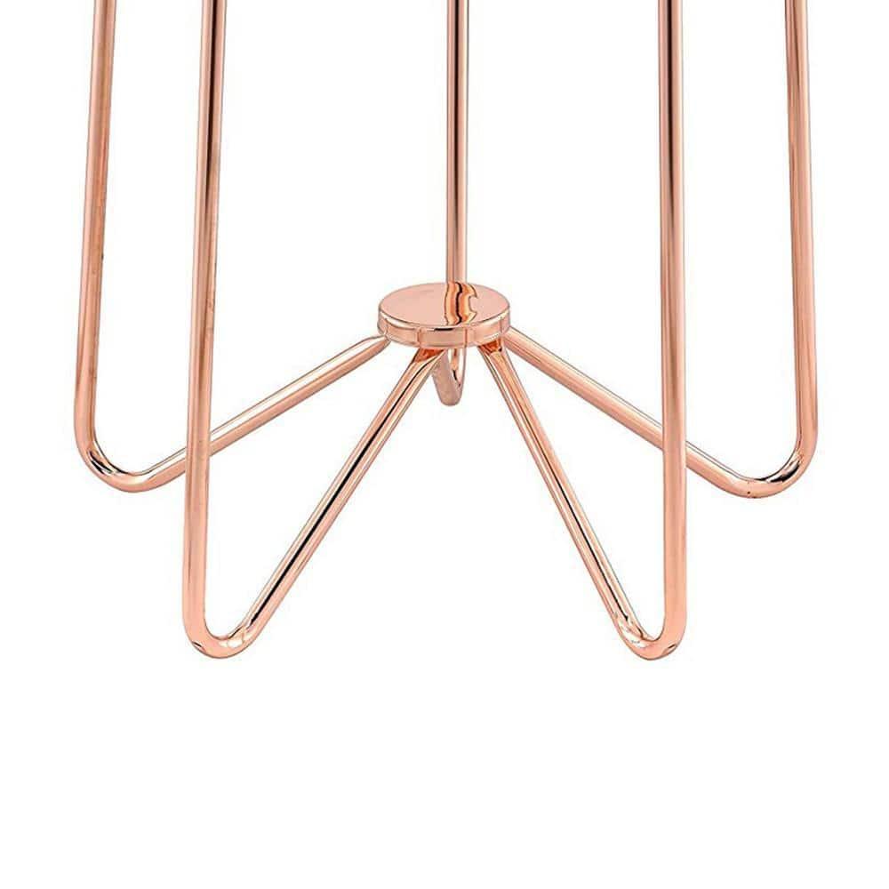 22" Rose Gold And Clear Glass Round End Table