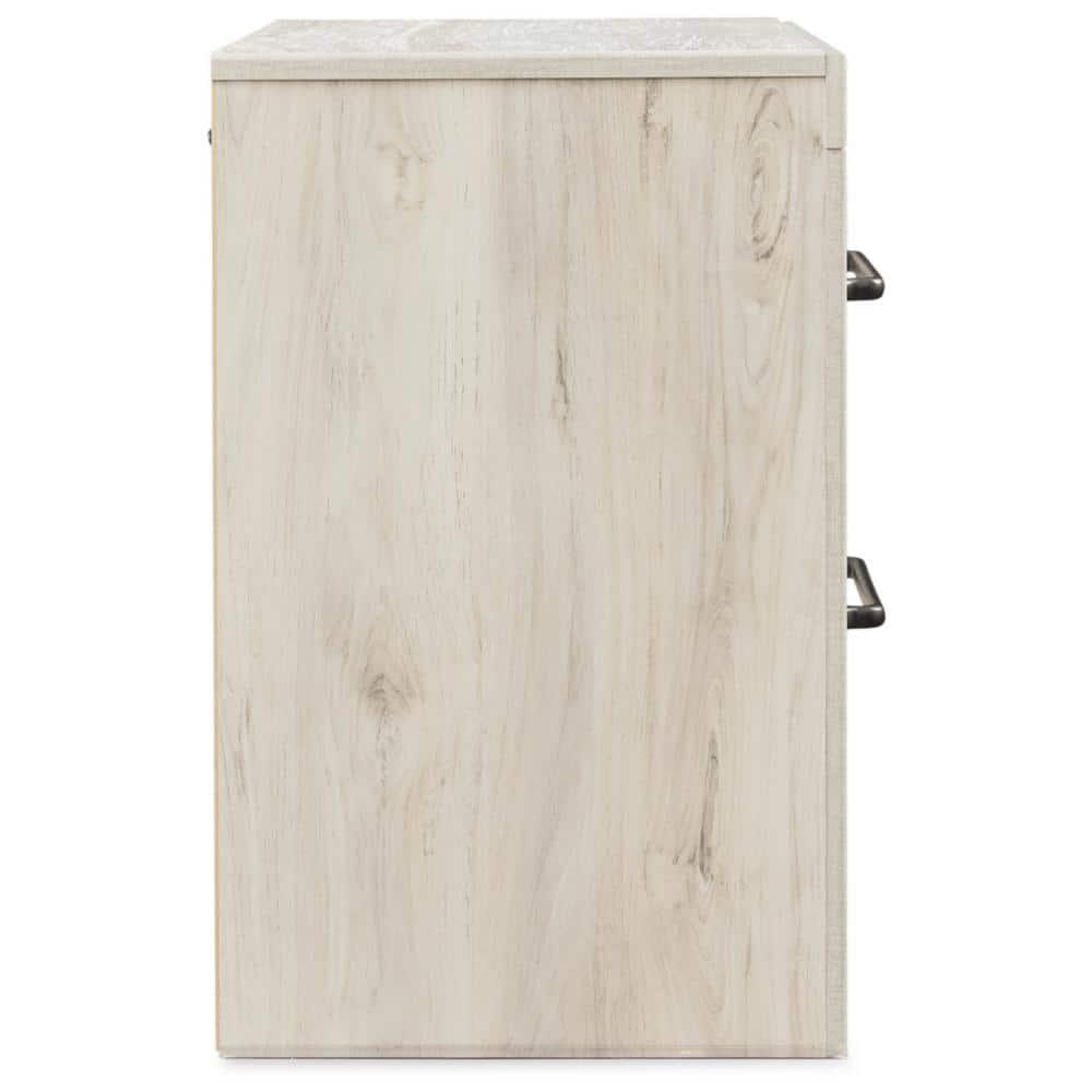 Cambeck Nightstand White - Signature Design by Ashley: Industrial Style Bedside Table with USB Ports & Storage