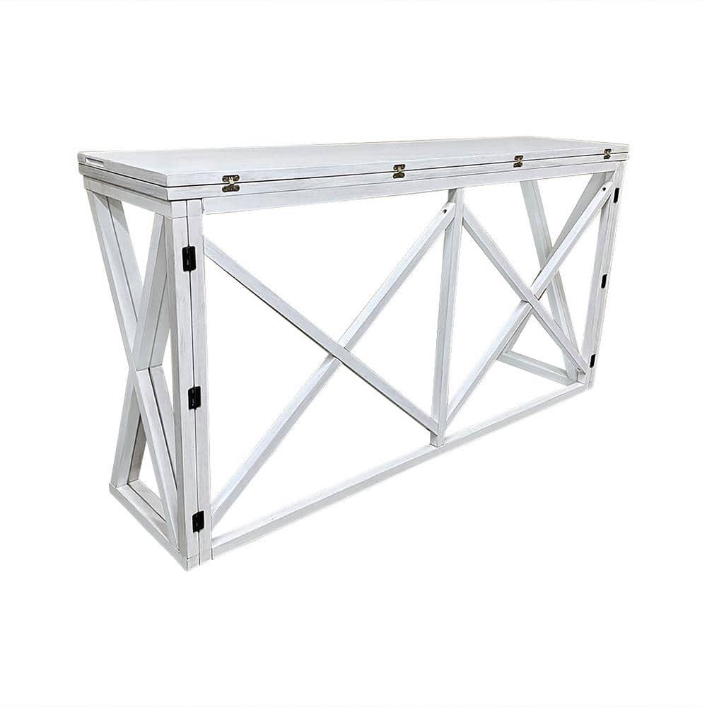 Antique White Wood Flip Top Counter Height Bar Table