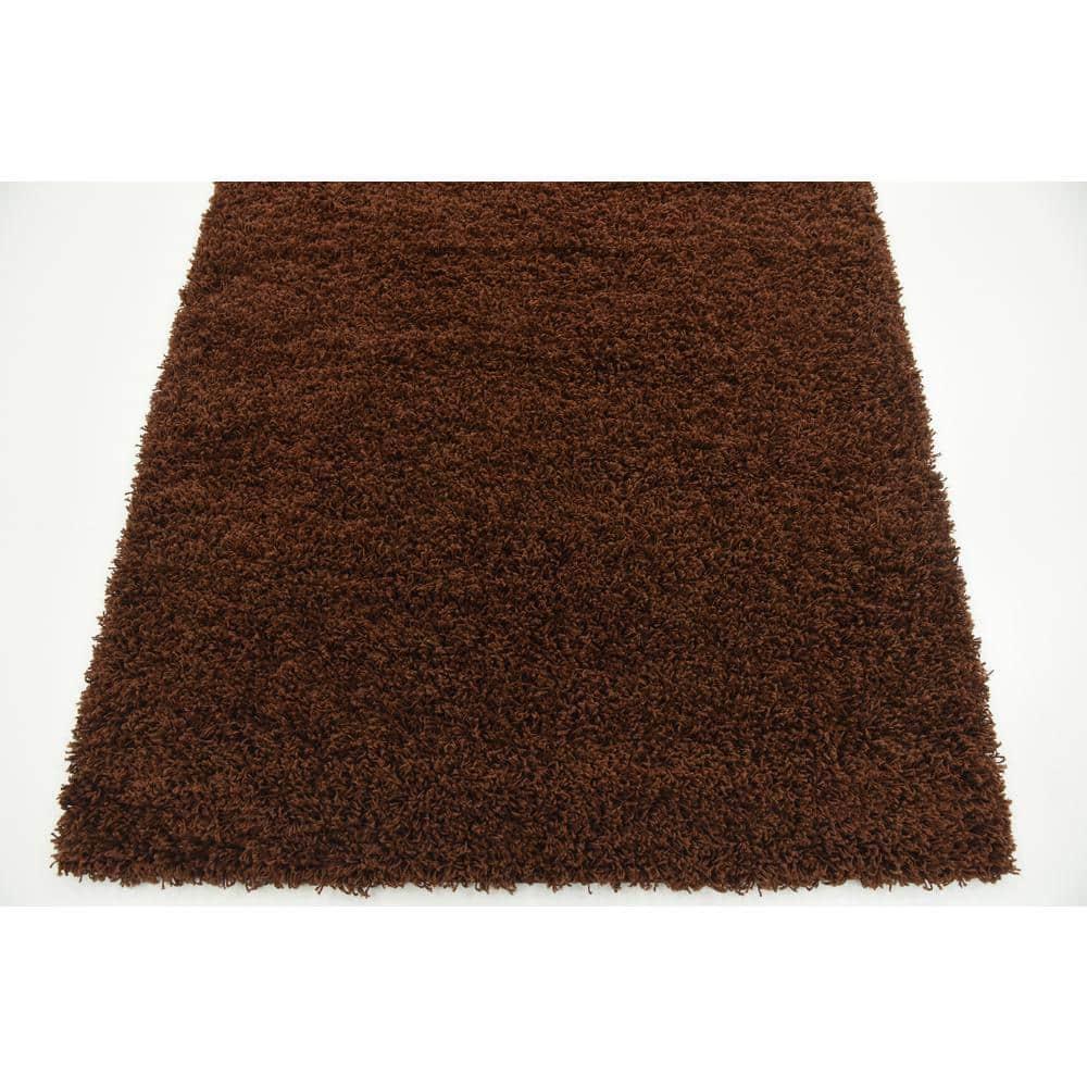 Unique Loom 4' 0 x 6' 0 Solid Shag Chocolate Brown Area Rug