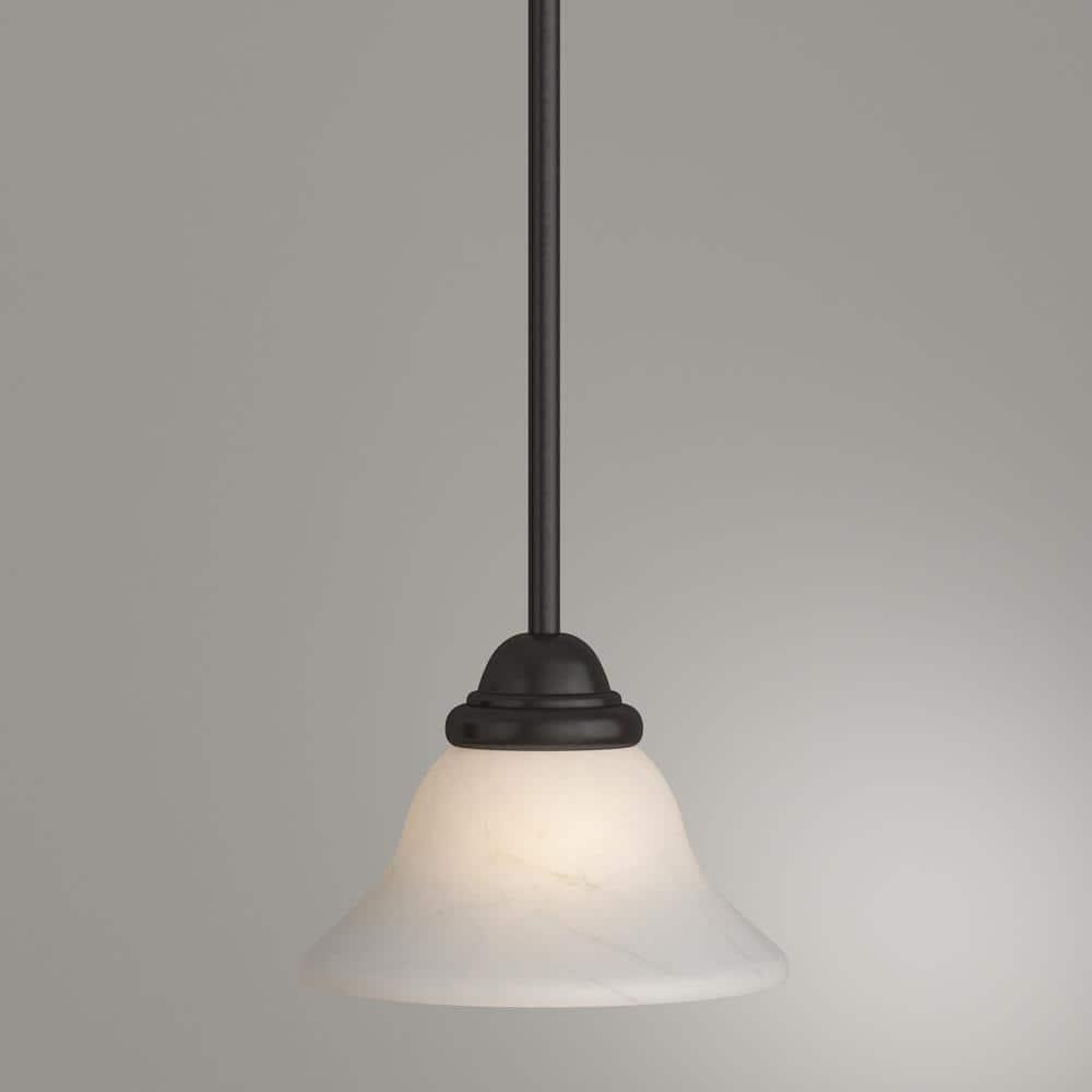 Textured Black Mini Pendant with Alabaster Glass Shade