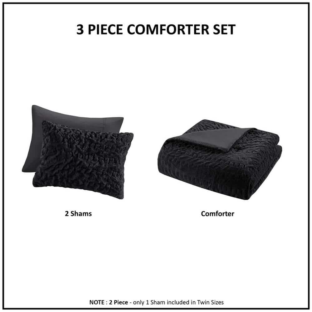 Almagul Ruched Fur Down Alternative Comforter Set