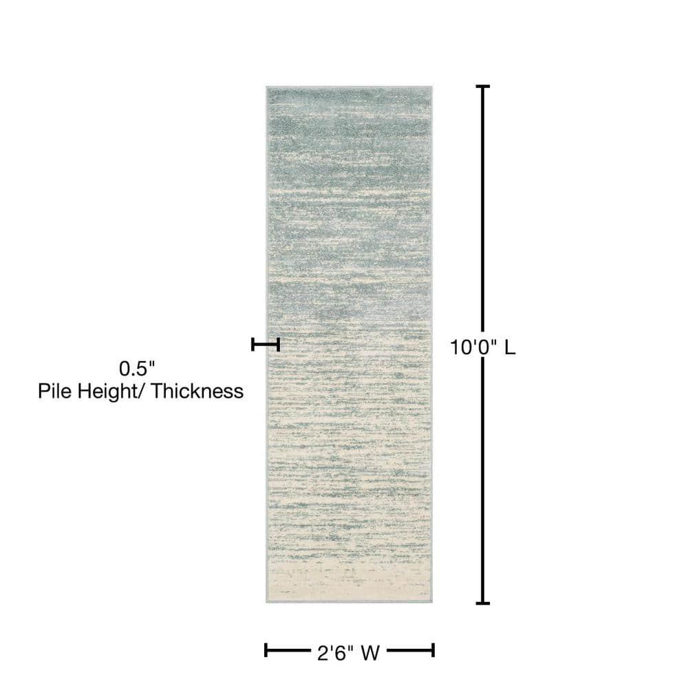 Adirondack ADR113 Machine Made Indoor Runner - Slate/Cream - 2'-6"x10' - Safavieh